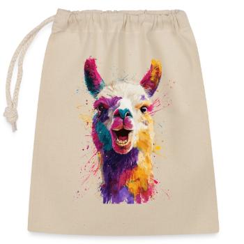 Farbenfrohe Llama Explosion - Verschließbarer Geschenkbeutel aus Baumwolle (25x30cm) - Natur - Vorne
