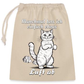 KATZE lasse Luft ab - Verschließbarer Geschenkbeutel aus Baumwolle (25x30cm) - Natur - Vorne