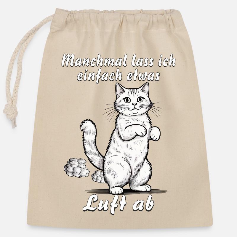 CAT let off air - Closable cotton gift bag (25x30cm) - nature