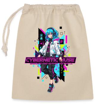 Cyberpunk Anime Girl Future Techwear Aesthetic - Verschließbarer Geschenkbeutel aus Baumwolle (25x30cm) - Natur - Vorne