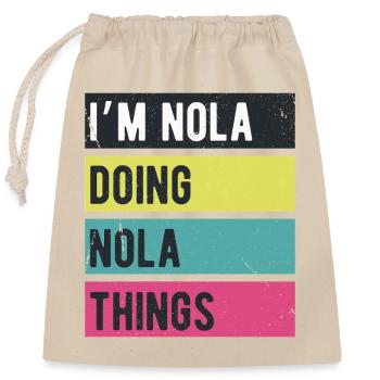 Je suis Nola qui fait des choses Nola Rétro Colors - Sac cadeau en coton avec cordon (25 x 30 cm) - nature - Devant