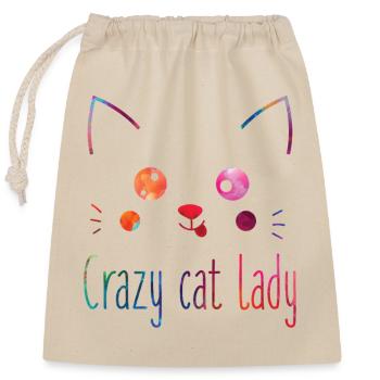 Folle Chat, Amante Drôle de Chats - Sac cadeau en coton avec cordon (25 x 30 cm) - nature - Devant