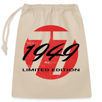 77e anniversaire 1949 cadeau pour hommes et femmes - Sac cadeau en coton avec cordon (25 x 30 cm) - nature - Devant