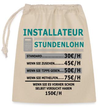 Plumber hourly wage - Closable cotton gift bag (25x30cm) - nature - Front