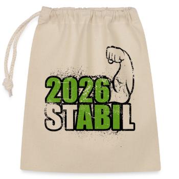 Stabil Abi 2026 - Bizeps - Abitur - Spruch - Verschließbarer Geschenkbeutel aus Baumwolle (25x30cm) - Natur - Vorne