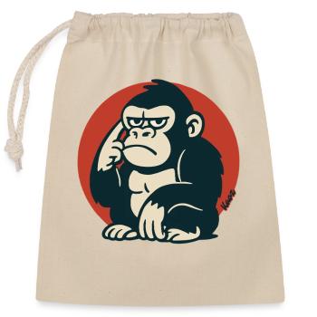 Pensive Monkey in Retro Style - Closable cotton gift bag (25x30cm) - nature - Front