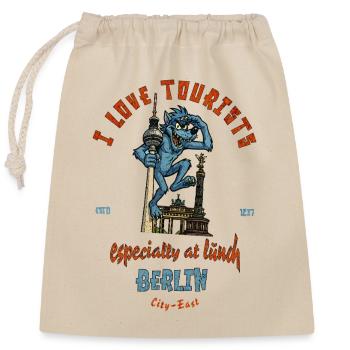 I love tourists, especially at lunch - Closable cotton gift bag (25x30cm) - nature - Front