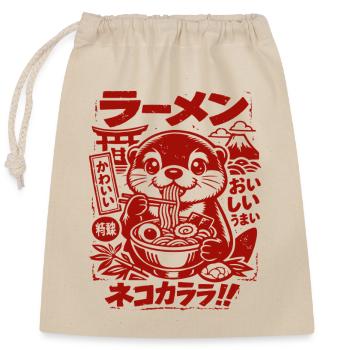 Loutre de Kawaii | Ramen | Soupe de nouilles | Restauration rapide - Sac cadeau en coton avec cordon (25 x 30 cm) - nature - Devant