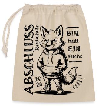 Remise des diplômes de fin d’études secondaires 2026 - Je suis juste un renard - Sac cadeau en coton avec cordon (25 x 30 cm) - nature - Devant