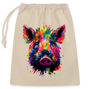 Wild boar Wild boar Wild boar Pig Hunter - Closable cotton gift bag (25x30cm) - nature - Front