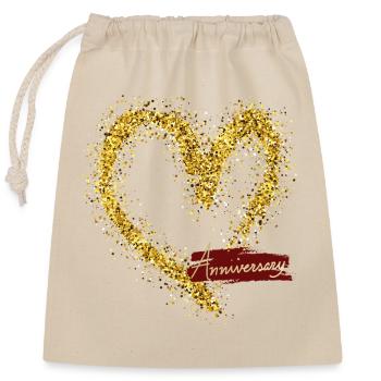 Golden Heart Sparkle Anniversary Illustration - Closable cotton gift bag (25x30cm) - nature - Front