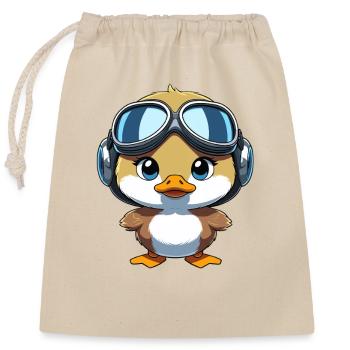 Quakender Pilot mit Fliegerbrille - Verschließbarer Geschenkbeutel aus Baumwolle (25x30cm) - Natur - Vorne