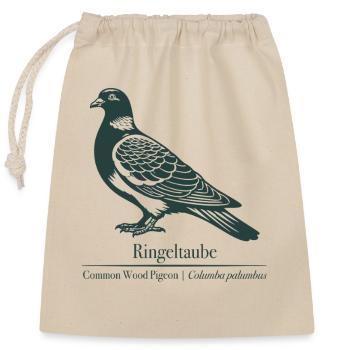Wood Pigeon Silhouette | Ornithology | Drawing - Closable cotton gift bag (25x30cm) - nature - Front