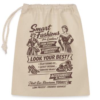 Retro Fashion Nostalgia | Women | Vintage Fashion - Closable cotton gift bag (25x30cm) - nature - Front