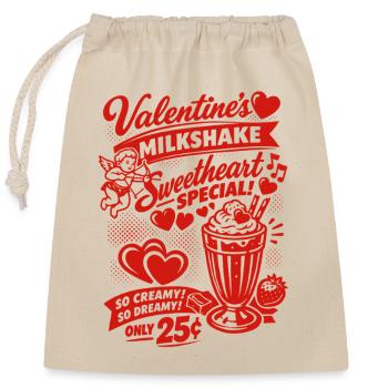 50er Jahre Valentins Milchshake für Verliebte - Verschließbarer Geschenkbeutel aus Baumwolle (25x30cm) - Natur - Vorne