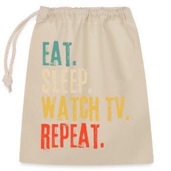 Mange, Dors, regarde la télé revivre Rétro Vintage - Sac cadeau en coton avec cordon (25 x 30 cm) - nature - Devant