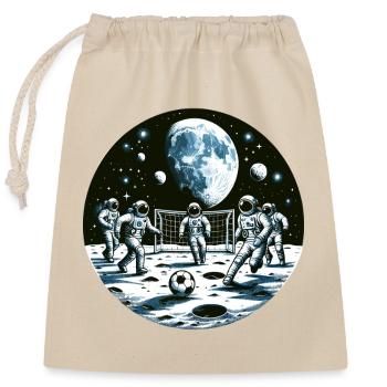 Mondfußball: Astronauten im Orbit - Verschließbarer Geschenkbeutel aus Baumwolle (25x30cm) - Natur - Vorne