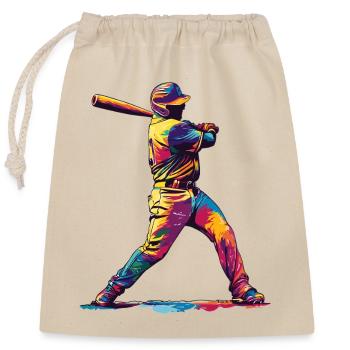 Colorful baseball hit - Closable cotton gift bag (25x30cm) - nature - Front
