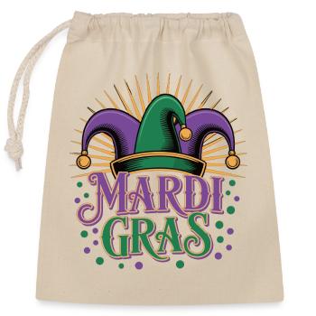 Mardi Gras T-Shirt – Karneval Jester Hut - Verschließbarer Geschenkbeutel aus Baumwolle (25x30cm) - Natur - Vorne