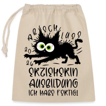 Formation des enseignants de maternelle 2026, j’en ai fini ! Cat - Sac cadeau en coton avec cordon (25 x 30 cm) - nature - Devant