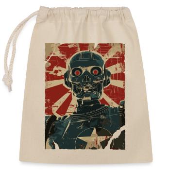 Robo Skull Robot Skull Retro - Closable cotton gift bag (25x30cm) - nature - Front