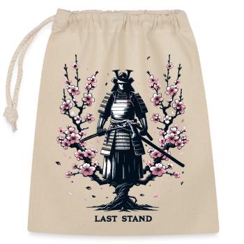 Samurai in the magic of cherry blossoms - Closable cotton gift bag (25x30cm) - nature - Front