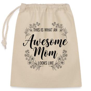 Voilà à quoi ressemble une super maman : cadeau de maman - Sac cadeau en coton avec cordon (25 x 30 cm) - nature - Devant