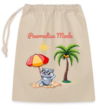Mode Pawradise – Ambiances de plage de chats d’été - Sac cadeau en coton avec cordon (25 x 30 cm) - nature - Devant