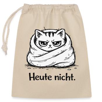 Grummelkatze: Heute nicht - Verschließbarer Geschenkbeutel aus Baumwolle (25x30cm) - Natur - Vorne