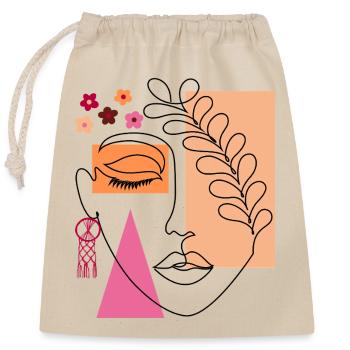 Abstract Woman Face Minimalist Art - Closable cotton gift bag (25x30cm) - nature - Front