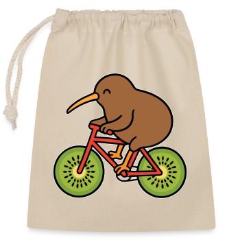Oiseau kiwi Vélo Kiwi Nouvelle-Zélande - Sac cadeau en coton avec cordon (25 x 30 cm) - nature - Devant