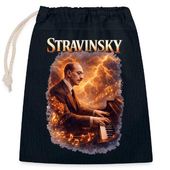 Stravinsky Piano Fire - Closable cotton gift bag (25x30cm) - navy - Front