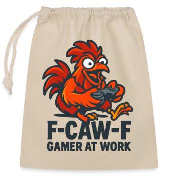 F-Caw-F Gamer At Work Gaming Rooster Humor Funny - Closable cotton gift bag (25x30cm) - nature - Front