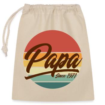 Papa seit 1971 Retro Sunset Vintage Jahr - Verschließbarer Geschenkbeutel aus Baumwolle (25x30cm) - Natur - Vorne