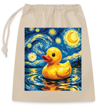 Nuit étoilée Art du canard en caoutchouc Amant du canard - Sac cadeau en coton avec cordon (25 x 30 cm) - nature - Devant