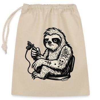 Paresseux tatoué avec une rose crâne - Sac cadeau en coton avec cordon (25 x 30 cm) - nature - Devant