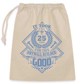 Funny drywall builder birthday 25 years anniversary - Closable cotton gift bag (25x30cm) - nature - Front
