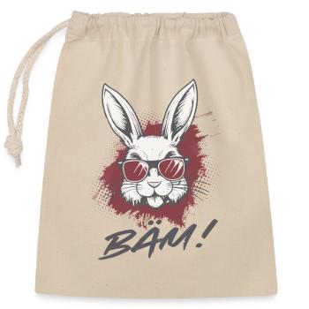 Cool Bunny BÄM Statement Statement Drôle - Sac cadeau en coton avec cordon (25 x 30 cm) - nature - Devant