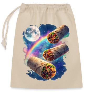 Kosmos Burrito Galaxy - Verschließbarer Geschenkbeutel aus Baumwolle (25x30cm) - Natur - Vorne