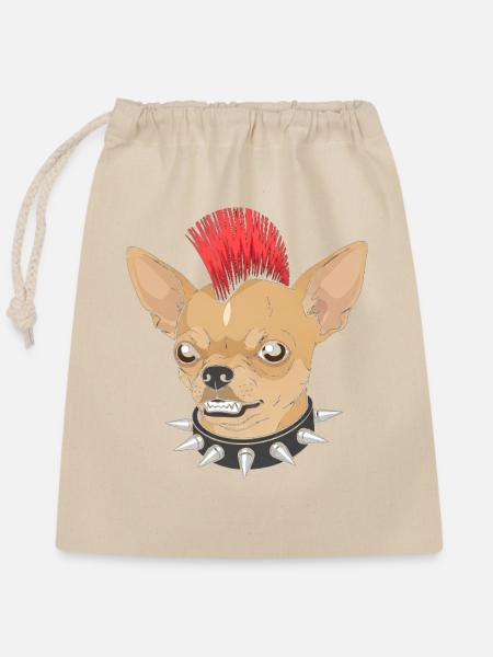 Punk-Chihuahua Mohawk - Verschließbarer Geschenkbeutel aus Baumwolle (25x30cm) - Natur