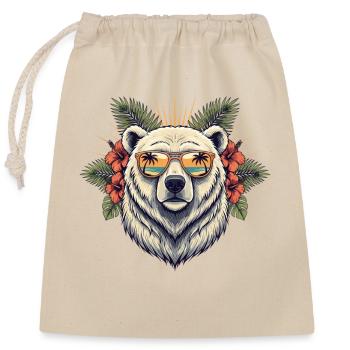 Polarbär Tropen Sonnenbrille - Verschließbarer Geschenkbeutel aus Baumwolle (25x30cm) - Natur - Vorne
