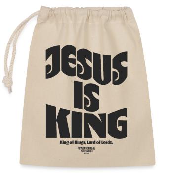 Jésus est roi dans les versets chrétiens de la Bible : foi - Sac cadeau en coton avec cordon (25 x 30 cm) - nature - Devant