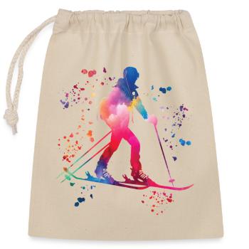 Alpiner Skifahrer Wintersport Skitouren - Verschließbarer Geschenkbeutel aus Baumwolle (25x30cm) - Natur - Vorne