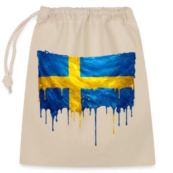 Sweden Flag Drop Art - Closable cotton gift bag (25x30cm) - nature - Front