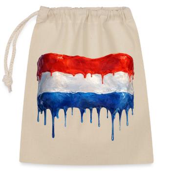 Drapeau néerlandais dégoulinant - Sac cadeau en coton avec cordon (25 x 30 cm) - nature - Devant