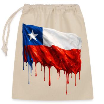 Chile Flagge Tropfende Farbfläche - Verschließbarer Geschenkbeutel aus Baumwolle (25x30cm) - Natur - Vorne