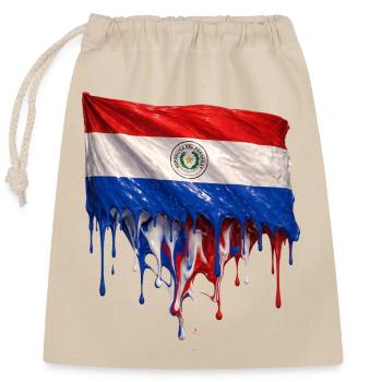 Paraguay Flagge Tropfenkunst - Verschließbarer Geschenkbeutel aus Baumwolle (25x30cm) - Natur - Vorne