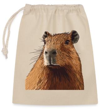 Portrait câlin de Capybara - Sac cadeau en coton avec cordon (25 x 30 cm) - nature - Devant