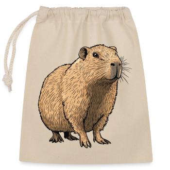 Nature Tones Capybara Illustration - Closable cotton gift bag (25x30cm) - nature - Front