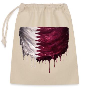 Drapeau du Qatar dans un graffiti tombé - Sac cadeau en coton avec cordon (25 x 30 cm) - nature - Devant